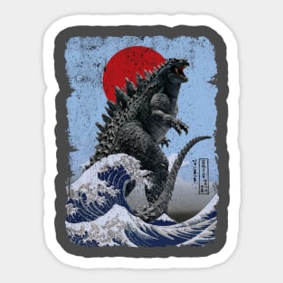 Godzilla and the Wave Blue - Rough Sticker